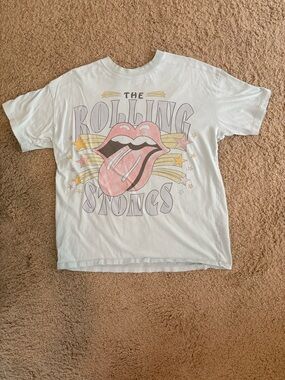The Rolling Stones Graphic Tee Light Blue Oversized Summer American Eagle Small
